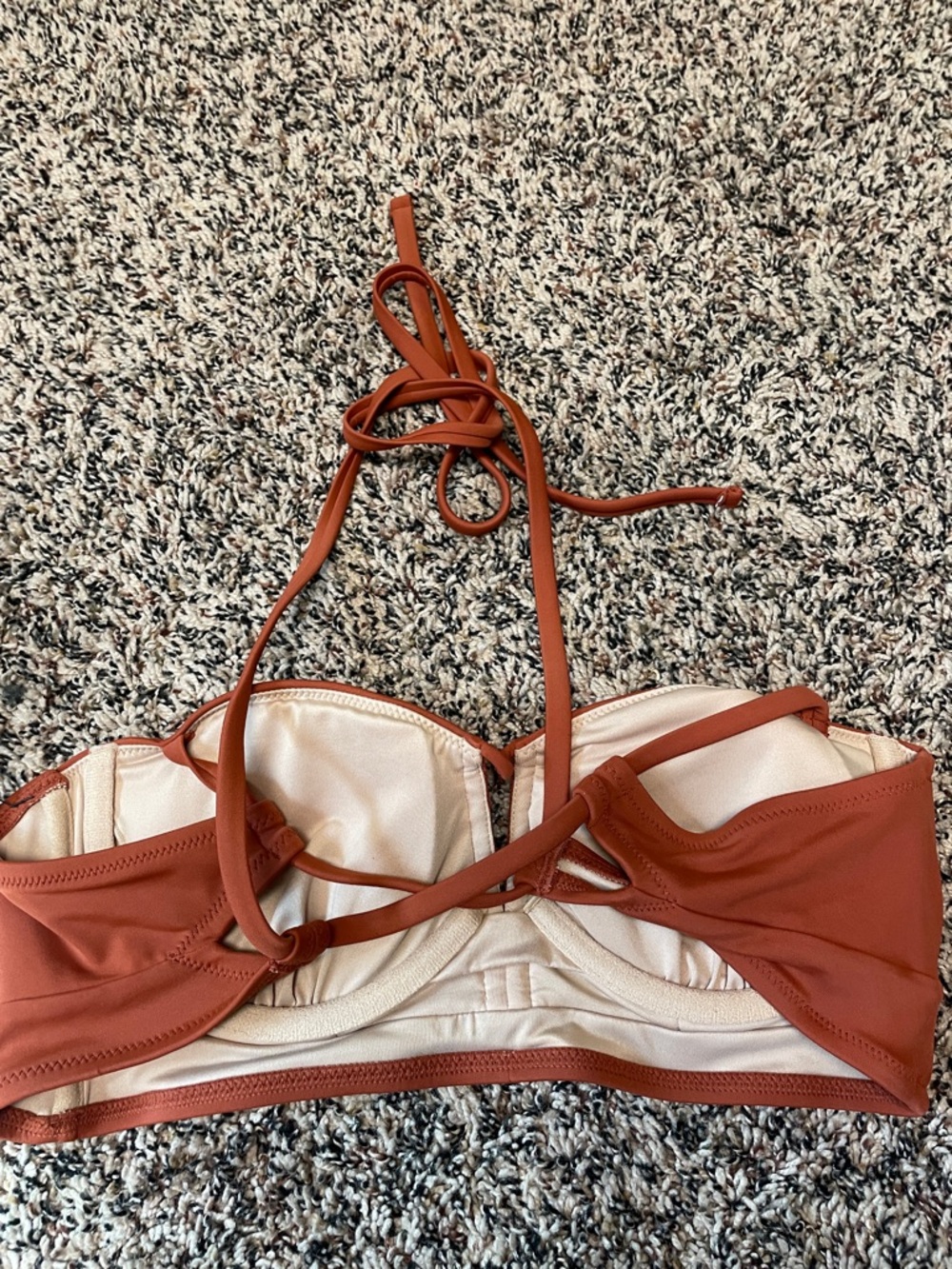 Shade & Shore Rust Orange Bandeau Swim Top with Halter Tie Size 36B | NWT - Picture 3 of 6